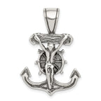 Sterling Silver 925 Antiqued Mariner's Crucifix Pendant Polished Solid