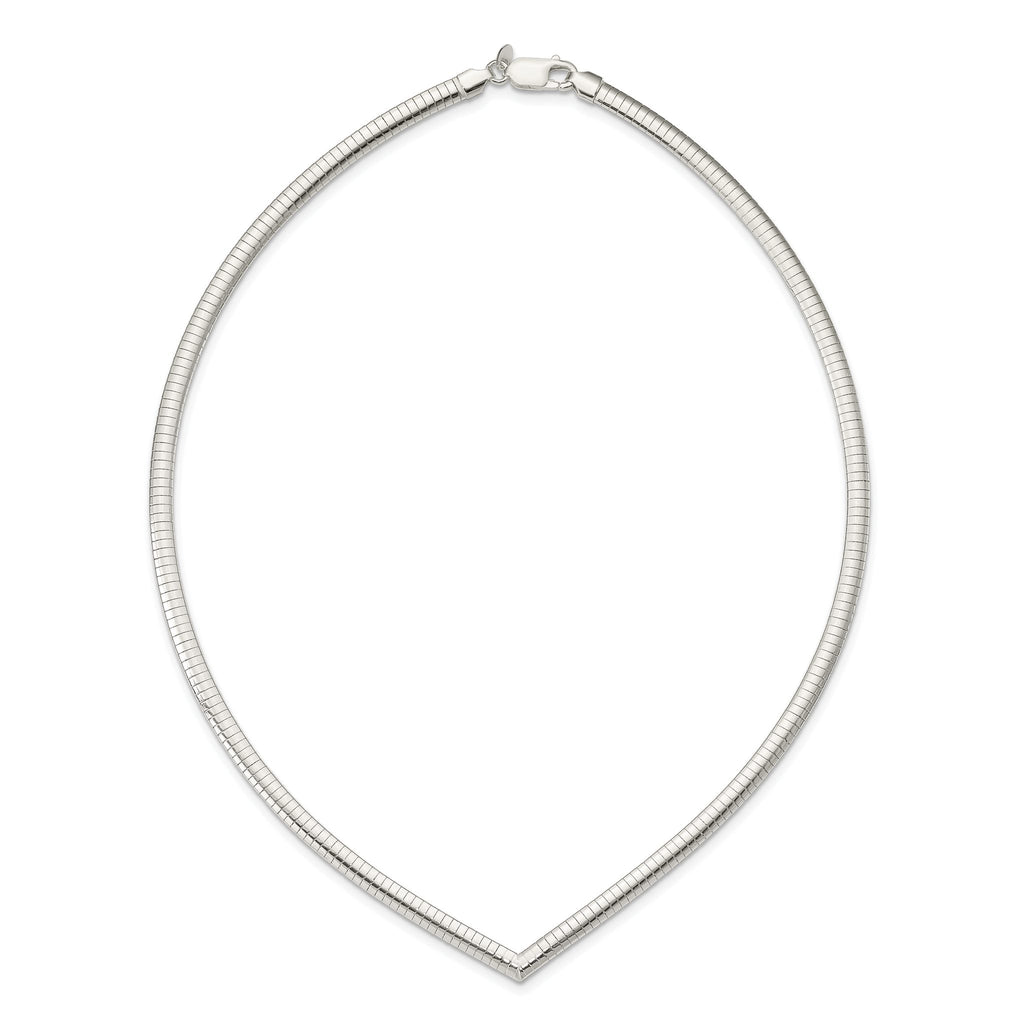 Sophia Jewelers 925 Sterling Silver Polished V-Shaped Omega Necklace