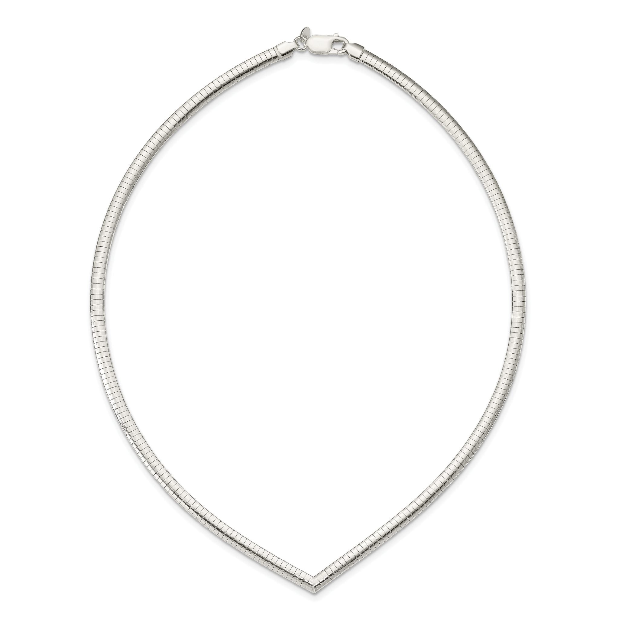 Sophia Jewelers 925 Sterling Silver Polished V-Shaped Omega Necklace