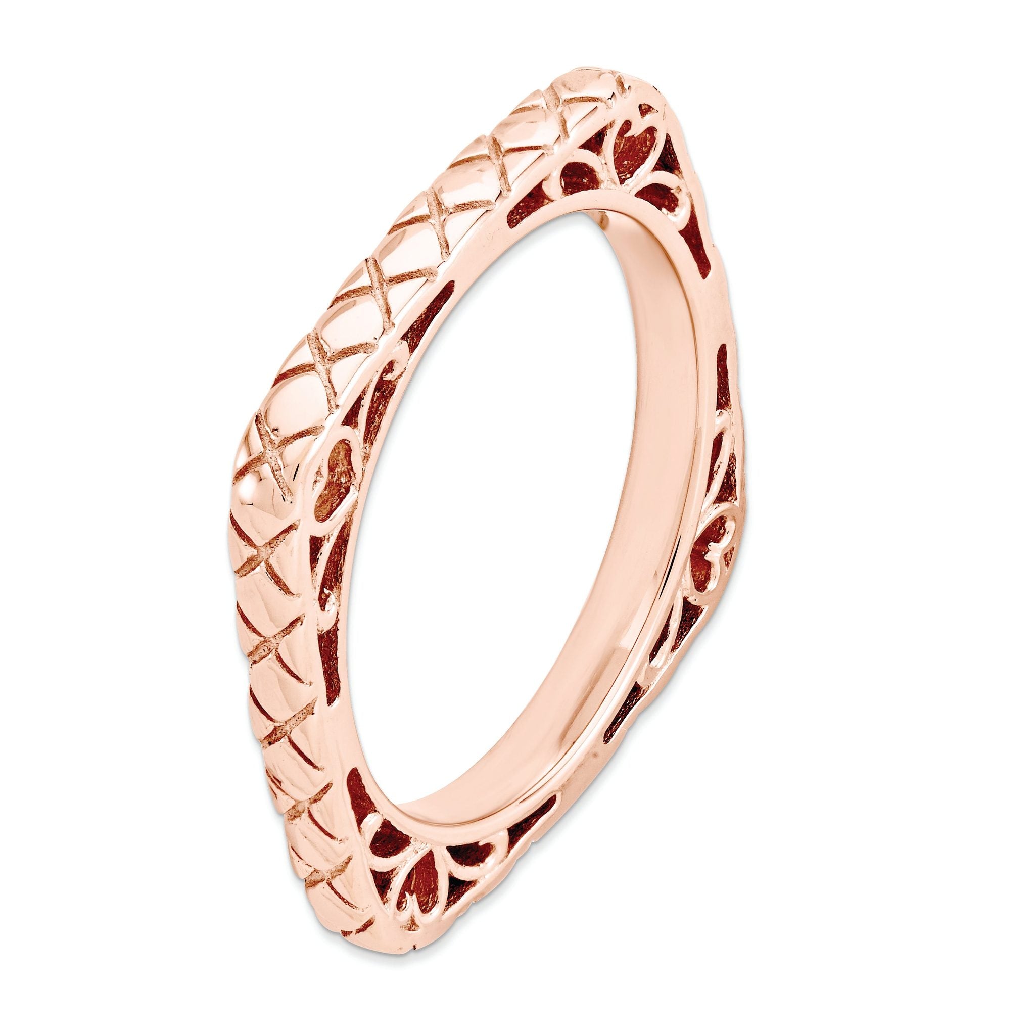 Sterling Silver Stackable Expressions Polished Pink-plate Square Ring