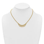14k Polished and Textured Double Strand Multi Dangle 17 inch Necklace