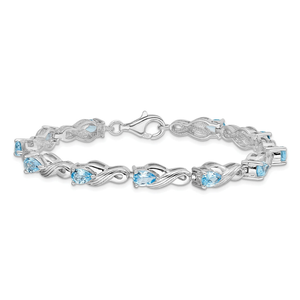 Sterling Silver Rhodium-plated Blue Topaz Bracelet
