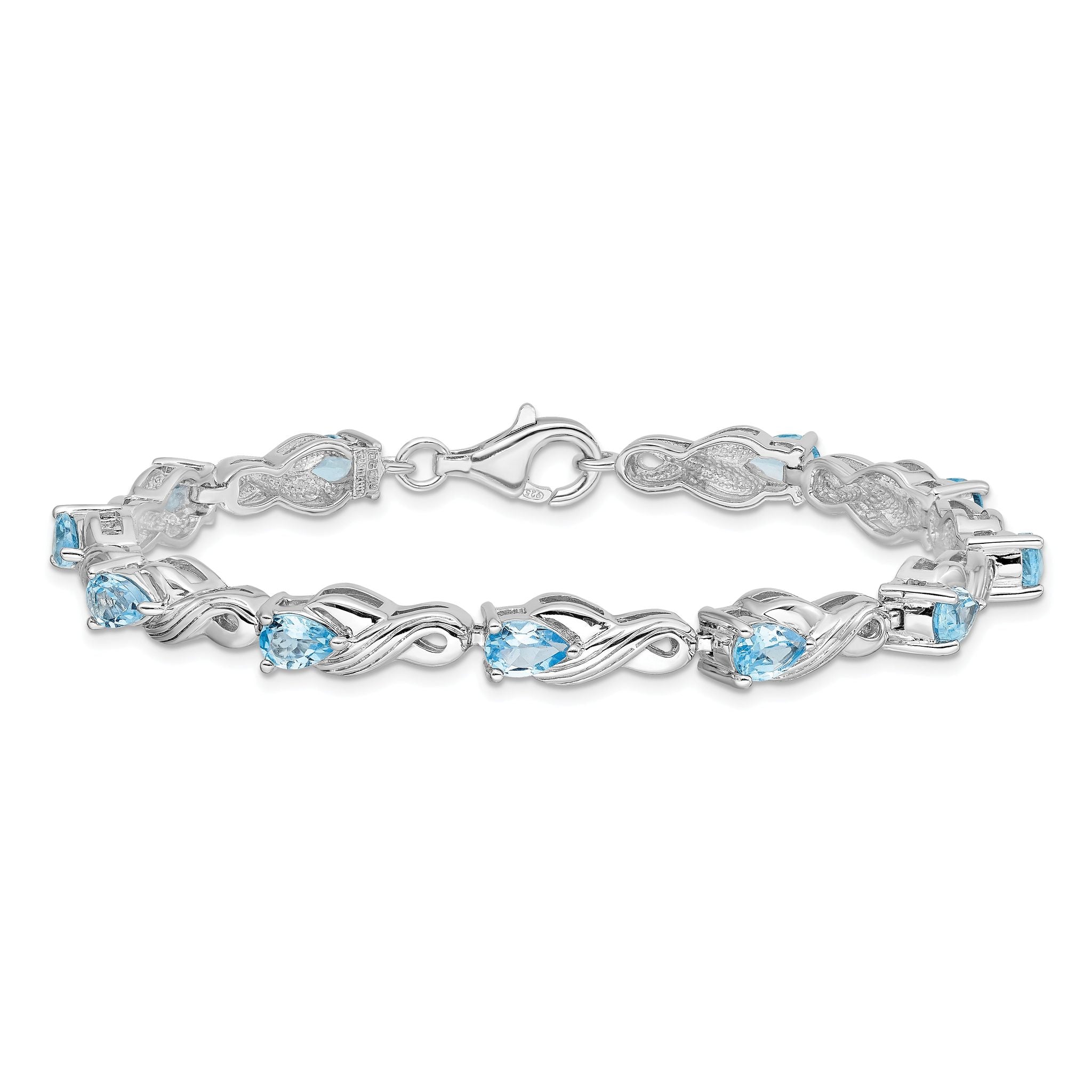 Sterling Silver Rhodium-plated Blue Topaz Bracelet