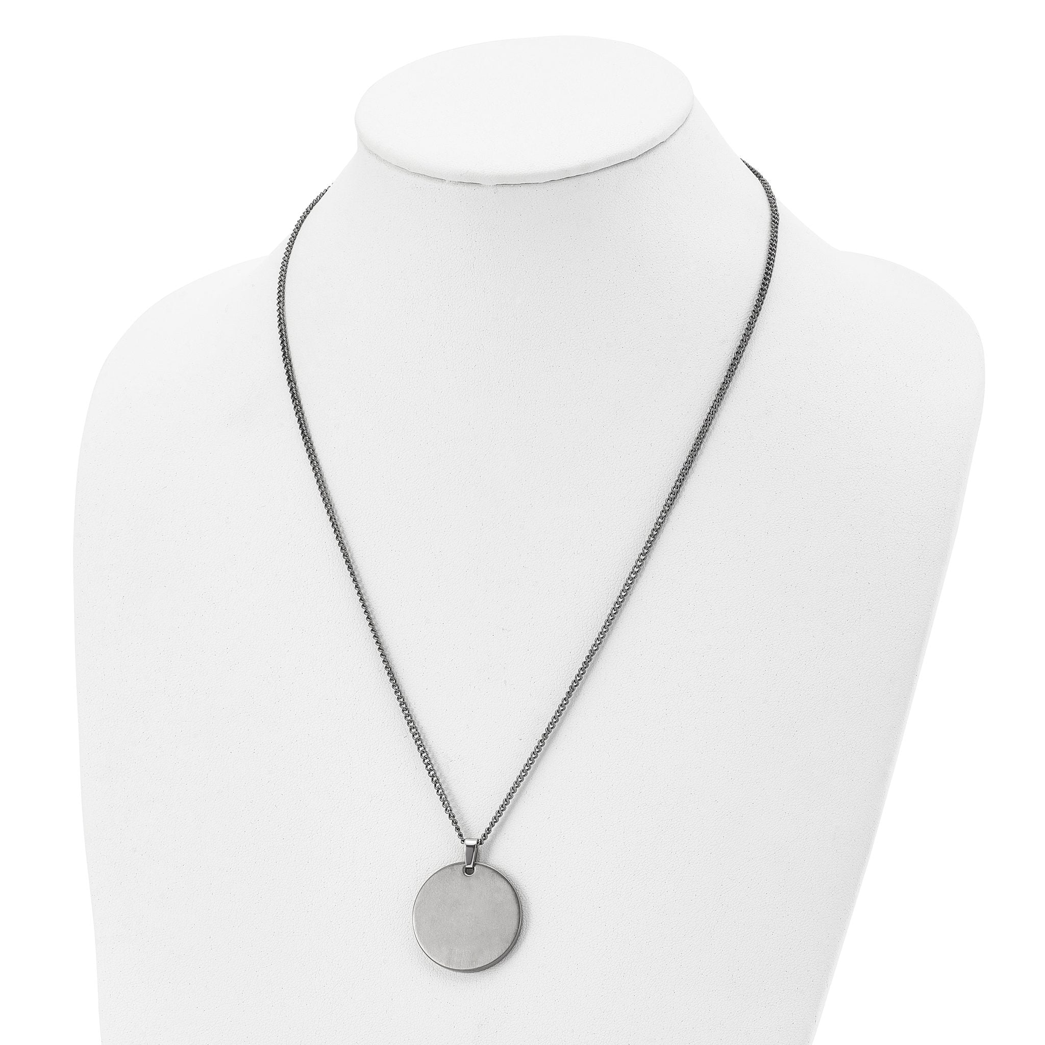 Titanium Men's Necklace with Brushed Finish Engravable Pendant