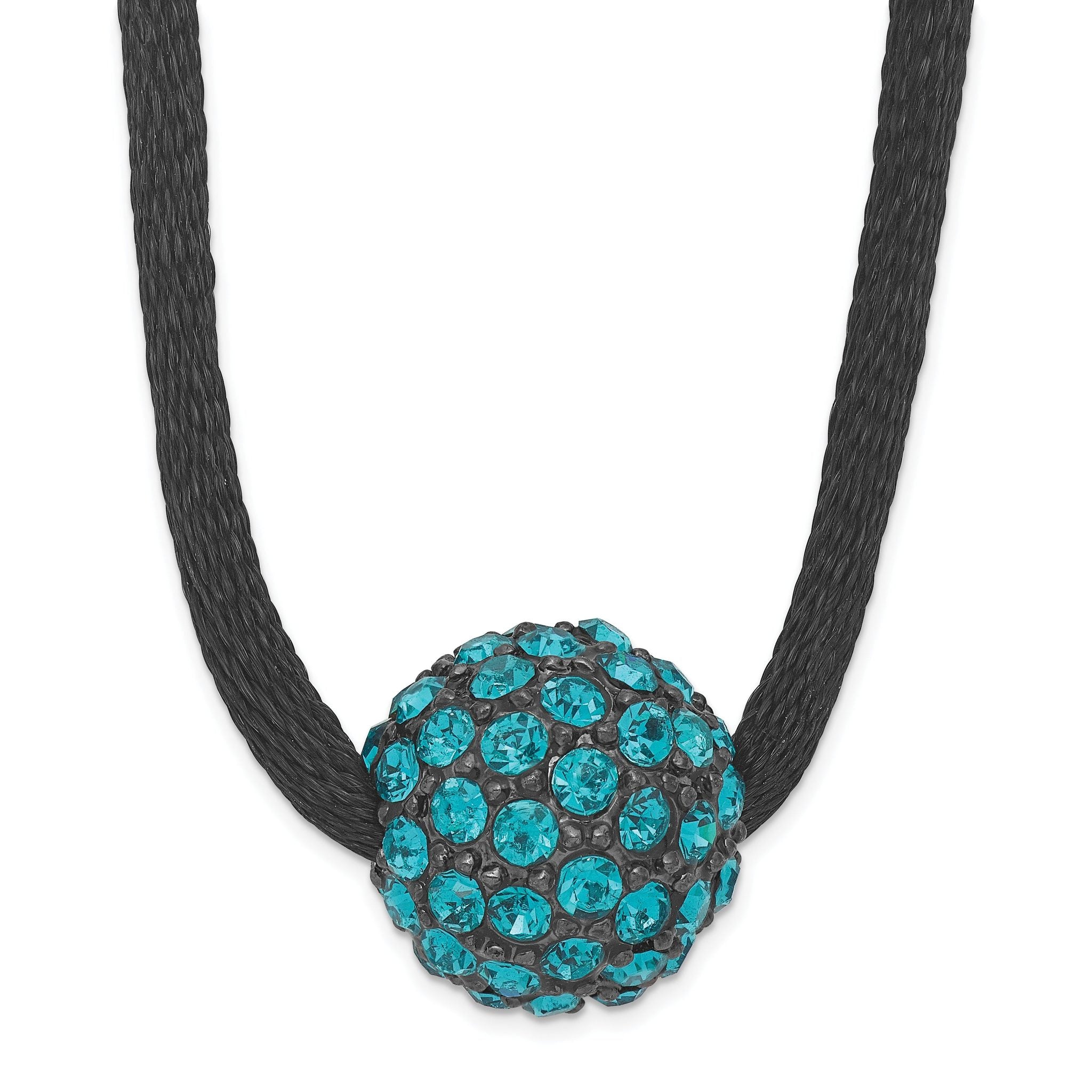 1928 Jewelry Black-plated Teal Glass Stones Fireball Adjustable 16 inch Satin Cord Necklace with 3 inch extension Main image