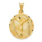 14K Gold Polished Corpus Circle Pendant with Solid Die Struck Design