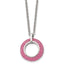 Pink Crystal Circle Necklace in Stainless Steel, 18in