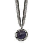 Reversible Blue Sandstone Necklace in Stainless Steel