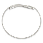 Sterling Silver 925 Infinity Feather Bangle with Polished Finish