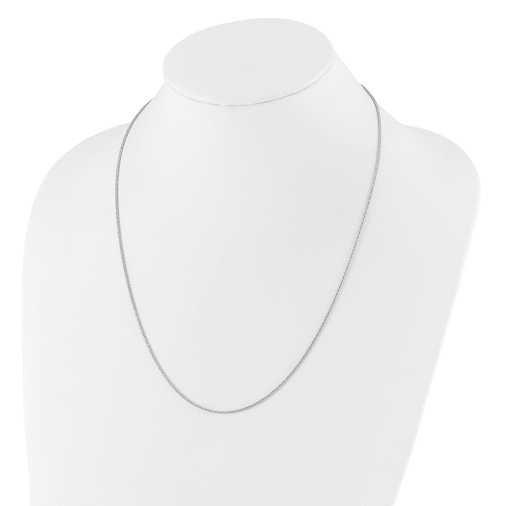 14K White Gold Adjustable 1.3mm D/C Wheat Chain