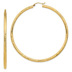 14k Lightweight 3mm Diamond-cut Hoop Earrings