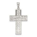Sterling Silver 925 Rhodium-Plated CZ Cross Pendant Elegant Polished Design