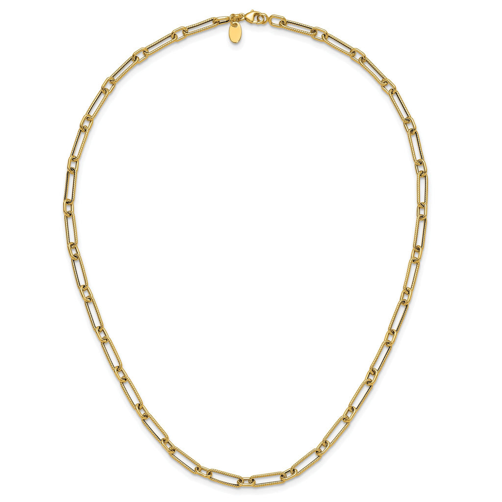 14K Polished and Textured 4.2mm Fancy Link Necklace