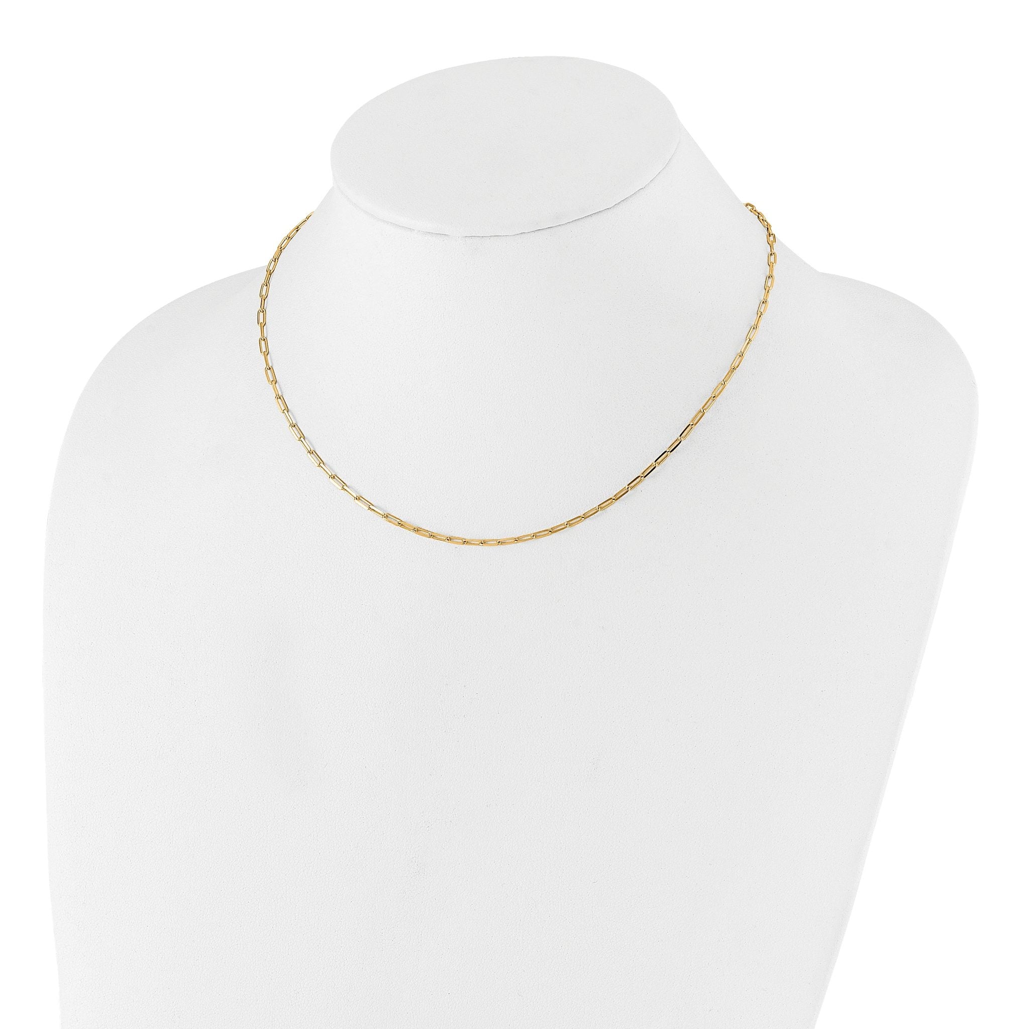 SS Gold-plated Adjustable 2mm Paperclip Flat Oval Link Chain
