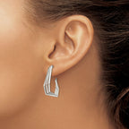 Stainless Steel Polished Geometric J-Hoop Earrings for Women