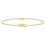 14K Polished Infinity 9 inch Plus 1 inch Extender - Total 10 inch Anklet