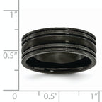 Titanium Grooved Black IP-plated 8mm Brushed and Polished Band