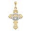 14K Two-Tone Gold Claddagh Cross Pendant with Polished Finish