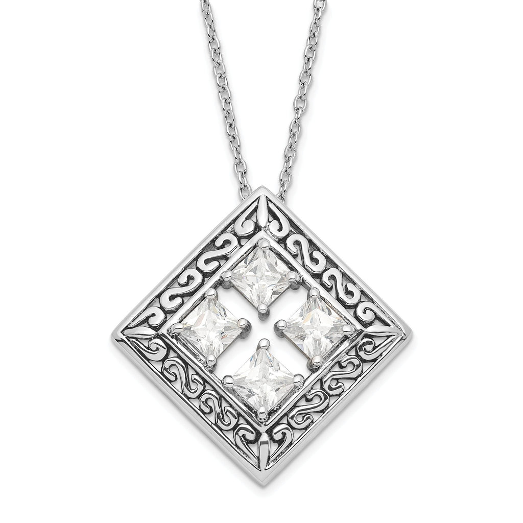 Sophia Jewelers Sterling Silver CZ Integrity Necklace 18 Gift Ready
