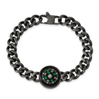 Stainless Steel Brushed Gun Metal IP-plated with Functional Compass Bracelet for Men