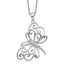 Sterling Silver CZ Butterfly Necklace with Polished Rhodium Finish