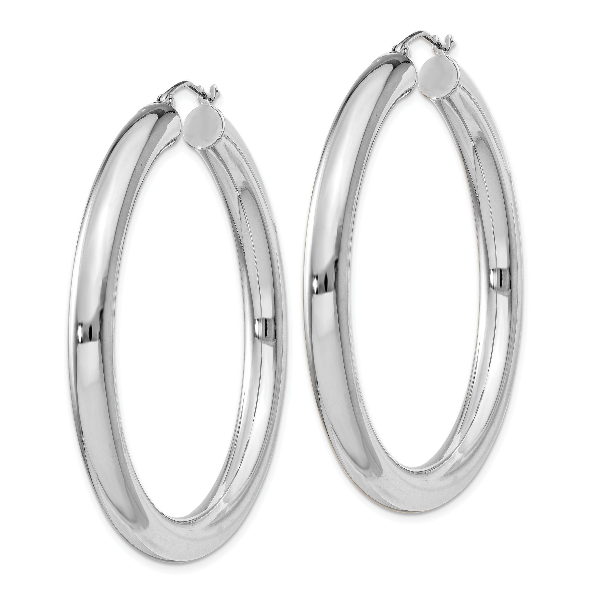 Sterling Silver Rhodium-plated 5mm Round Hoop Earrings Secondary image
