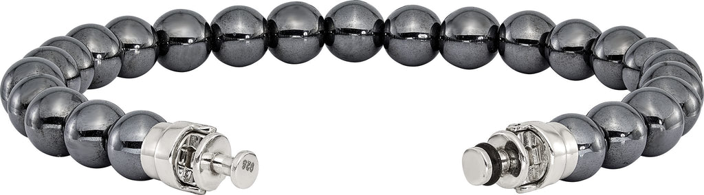Sterling Silver Reflections 8mm Hematite Beaded 8in Bracelet/Bead not included, sold seperately
