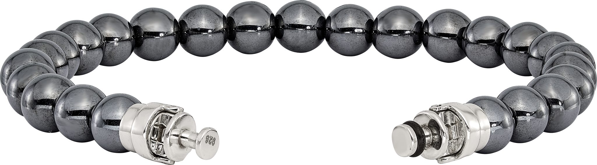 Sterling Silver Reflections 8mm Hematite Beaded 8in Bracelet/Bead not included, sold seperately