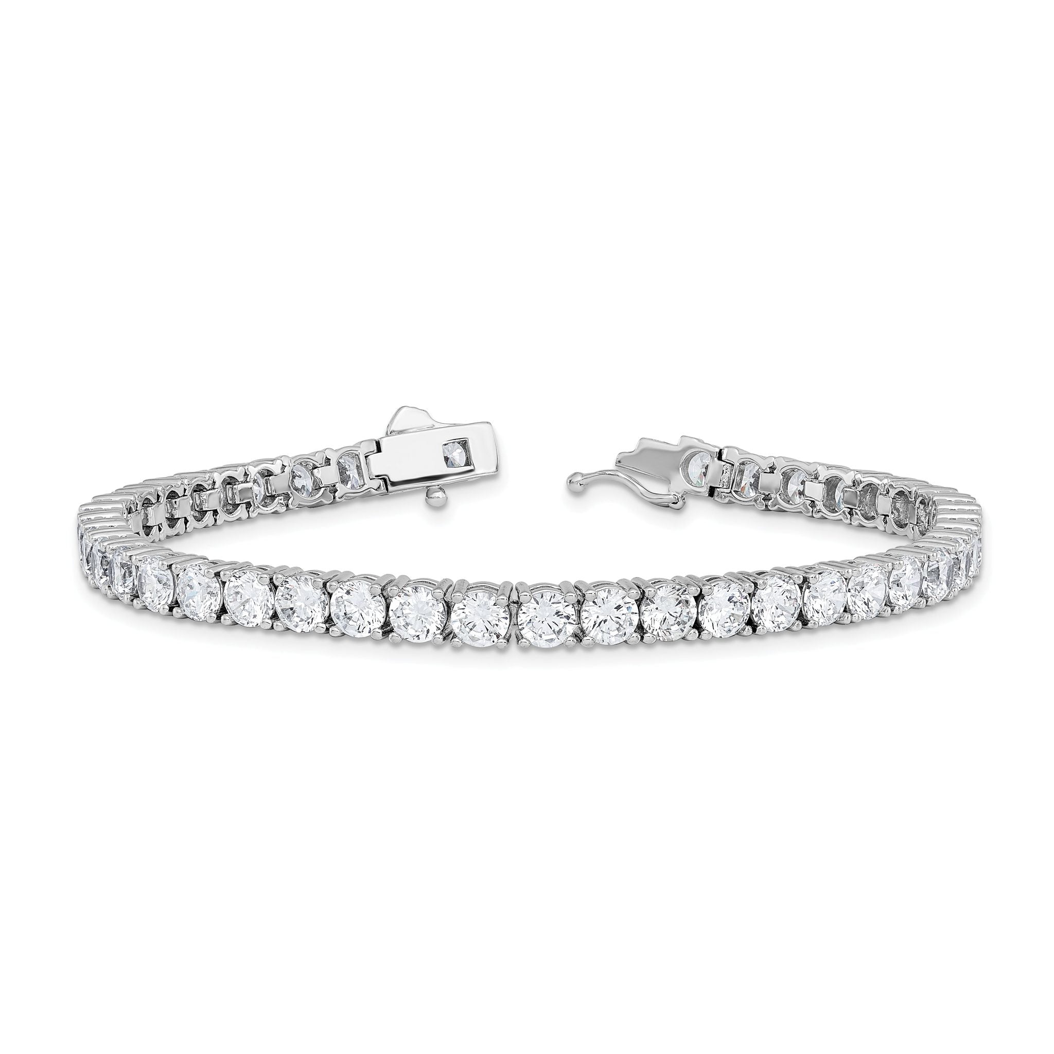 Sterling Shimmer Sterling Silver Rhodium-plated 4.5mm CZ 37 Stone 7 inch Bracelet