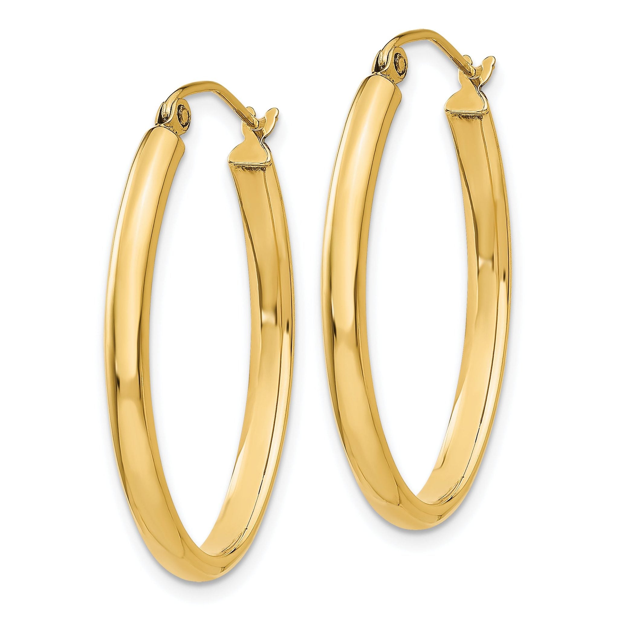 14k 3mm Oval Hoop Earrings Secondary image