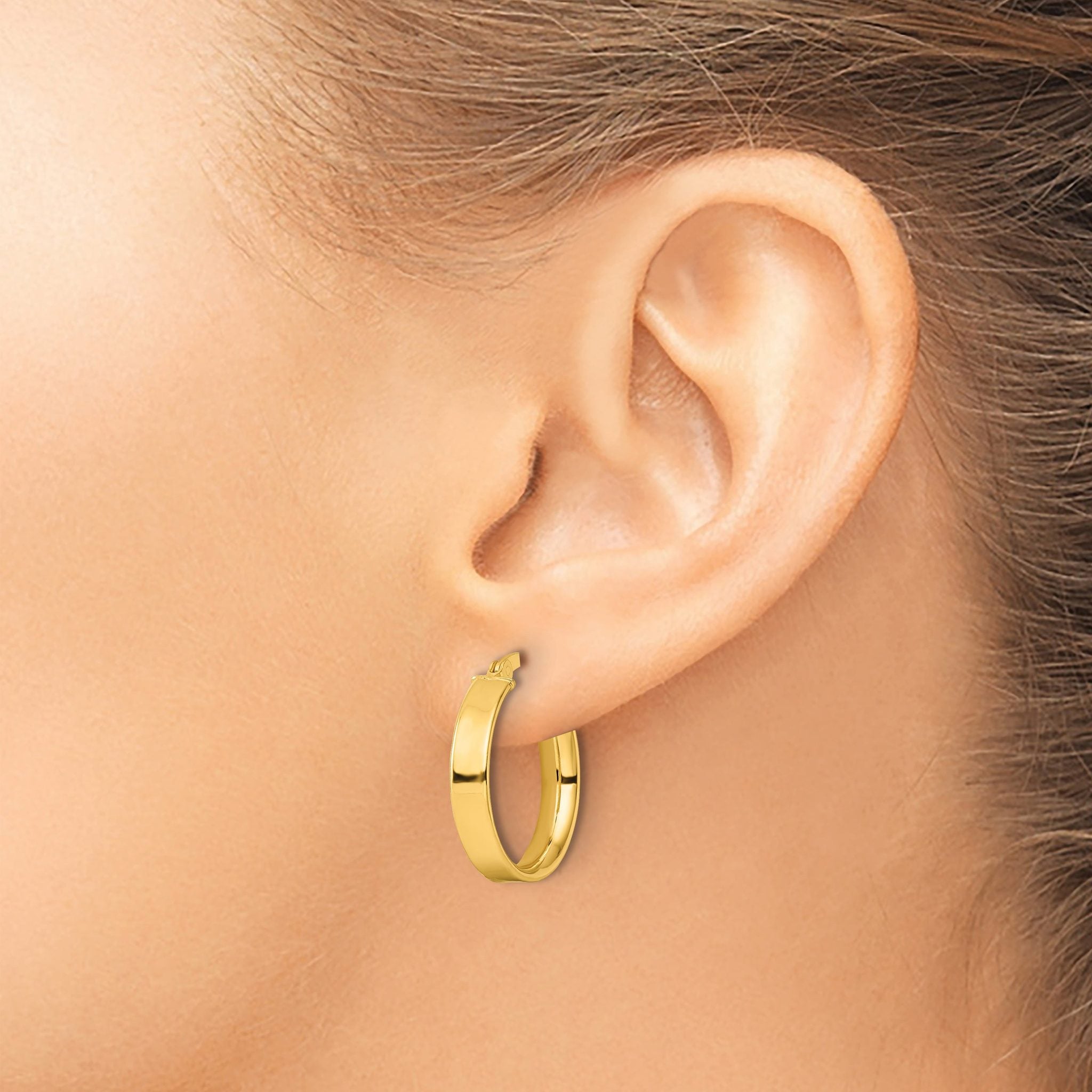 Sterling Silver Flash Gold-plated 4.25x20mm Hoop Earrings