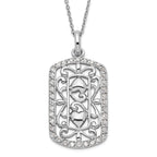 Sterling Silver CZ Necklace with Polished Filigree Design Gift Ready
