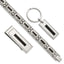Stainless Steel Men's Jewelry Set with Black Enamel Polished Finish
