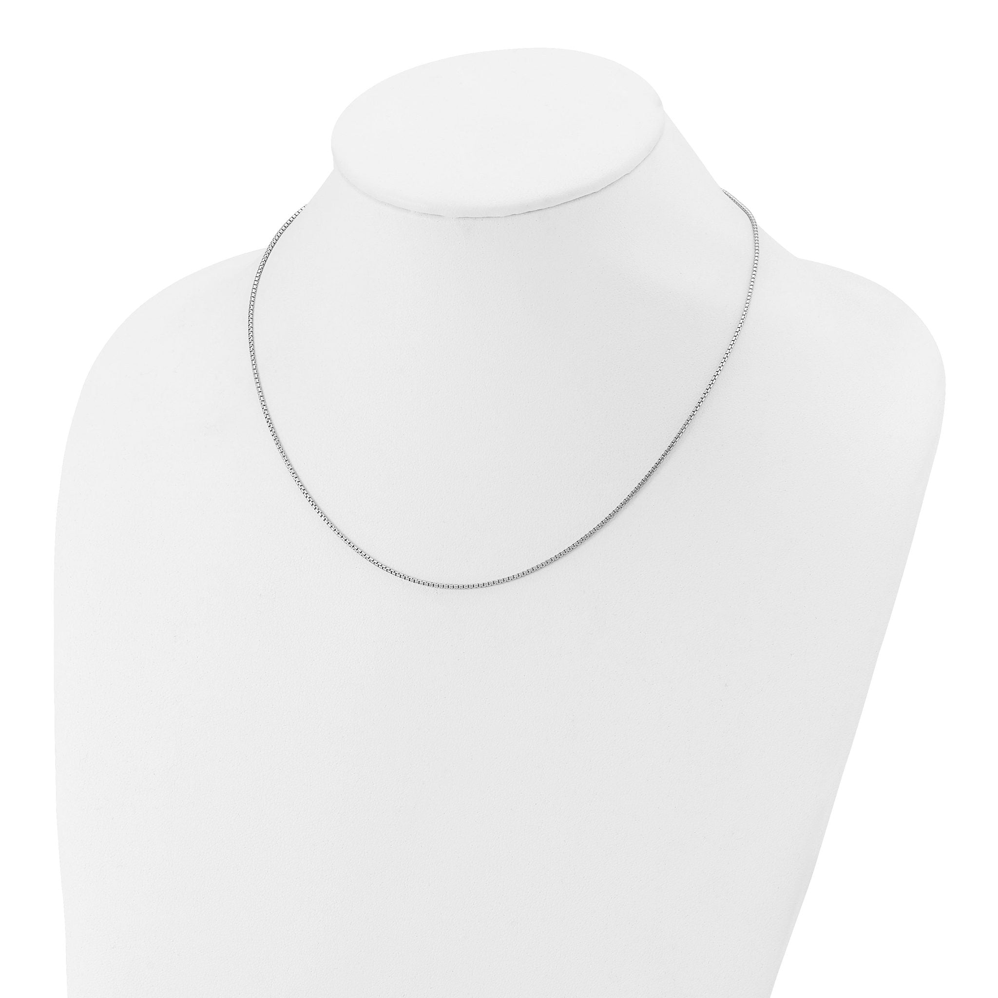 Sterling Silver Rh-plated 1.25mm Round Box 1in+1in Adj. Chain
