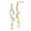 14k 7x5mm White Teardrop FWC Pearl .01ct Diamond Dangle Earrings