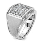 14k White Gold Mens Polished and Satin Cluster Ring Mounting, Mounting Only