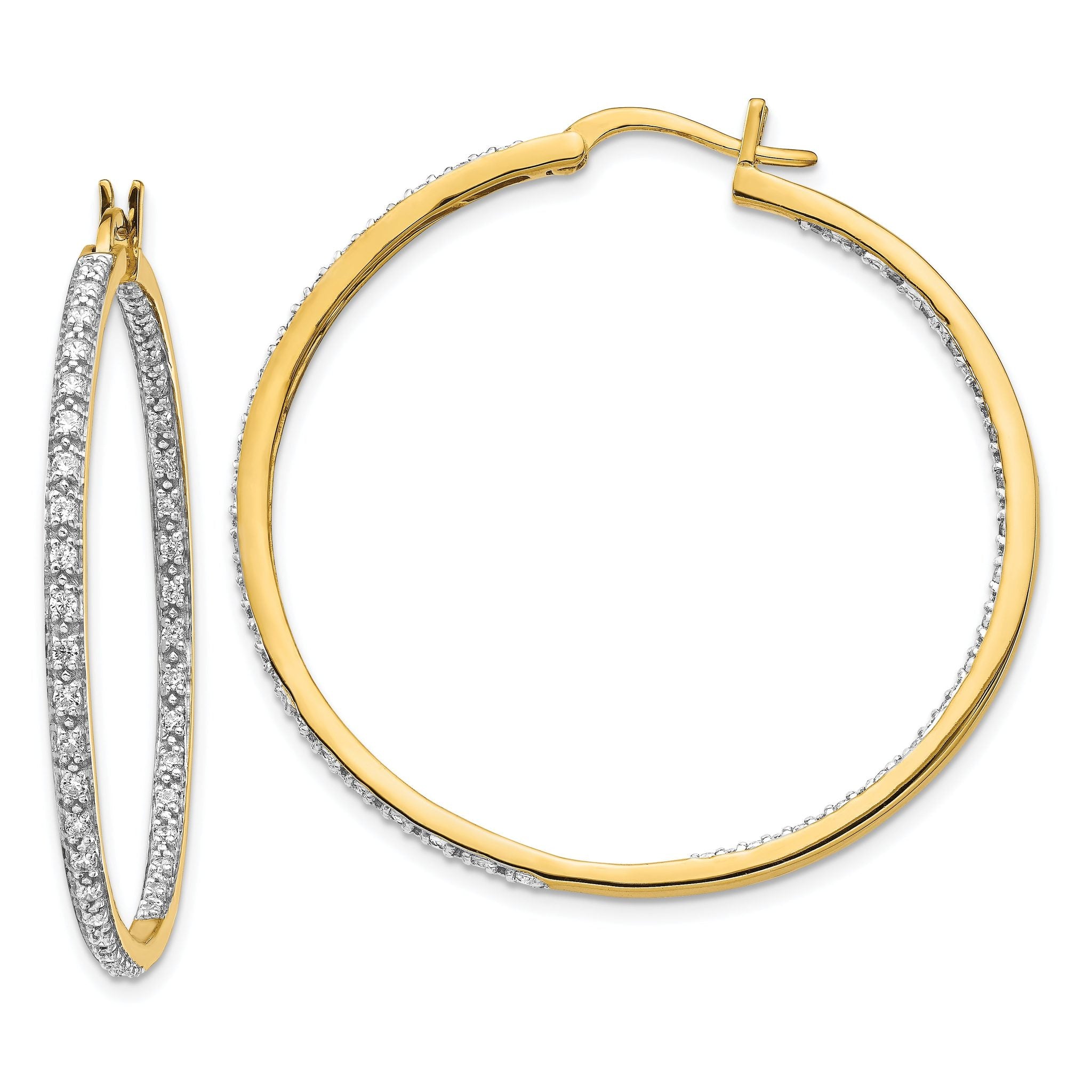 14k 7/8 carat Lab Grown Diamond VS/SI+ G+ Complete In and Out Hoop Earrings
