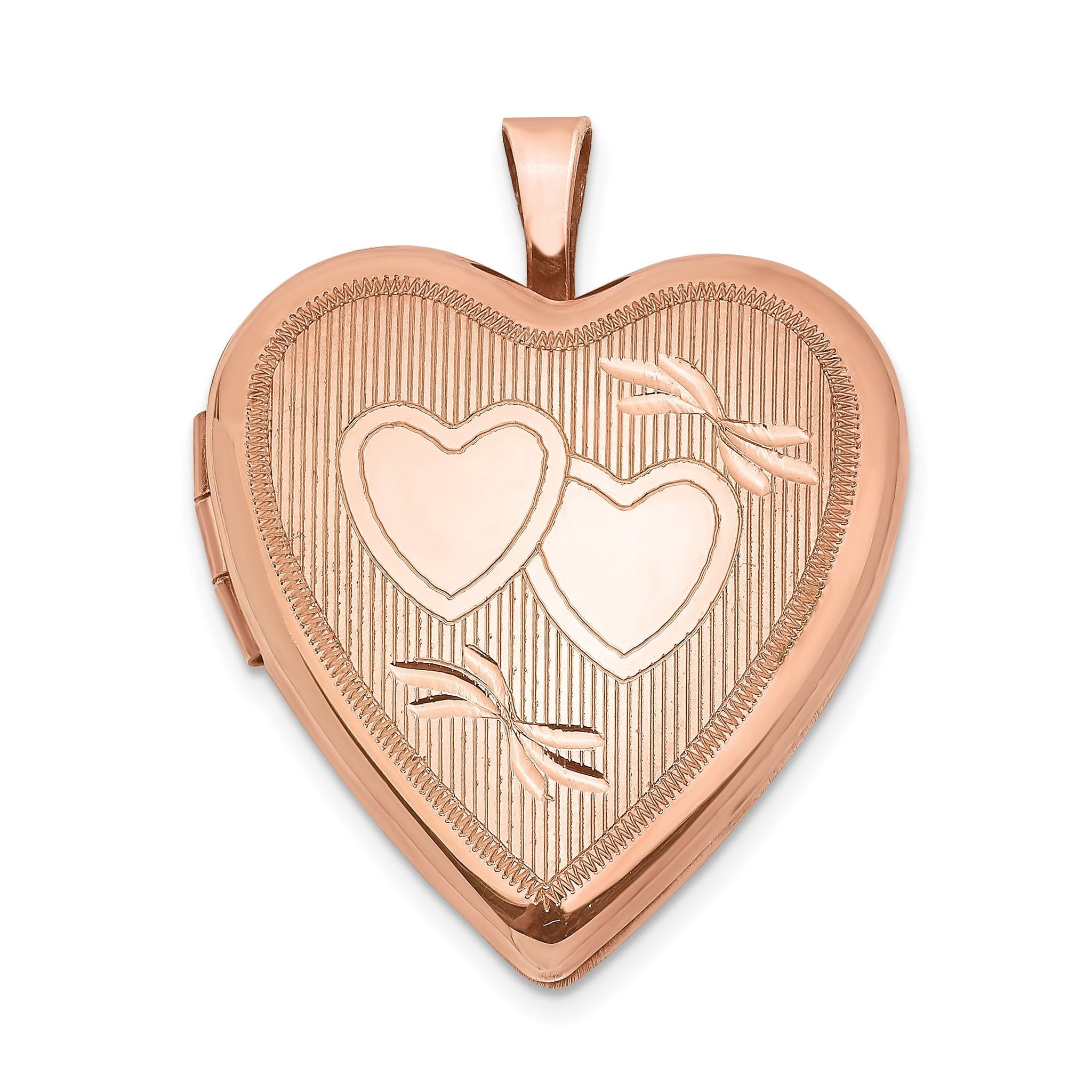 Sterling Silver Rose Gold-plated 20mm Double Hearts Heart Locket Main image
