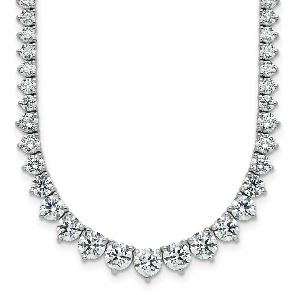 14k White Gold 11 5/8 carat Lab Grown Diamond VS/SI+ G+ Complete Round 20 inch Graduated Tennis Necklace