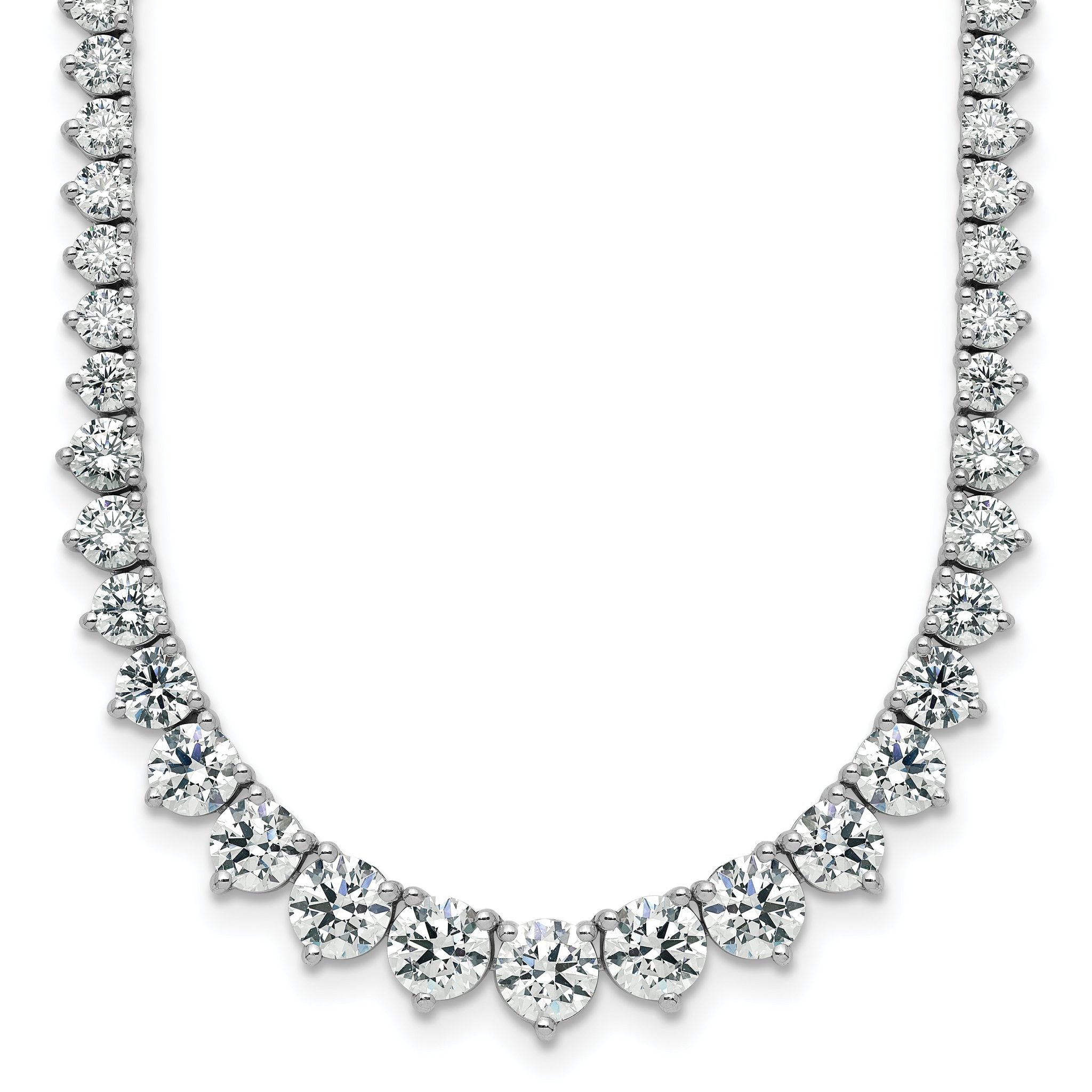 14k White Gold 11 5/8 carat Lab Grown Diamond VS/SI+ G+ Complete Round 20 inch Graduated Tennis Necklace