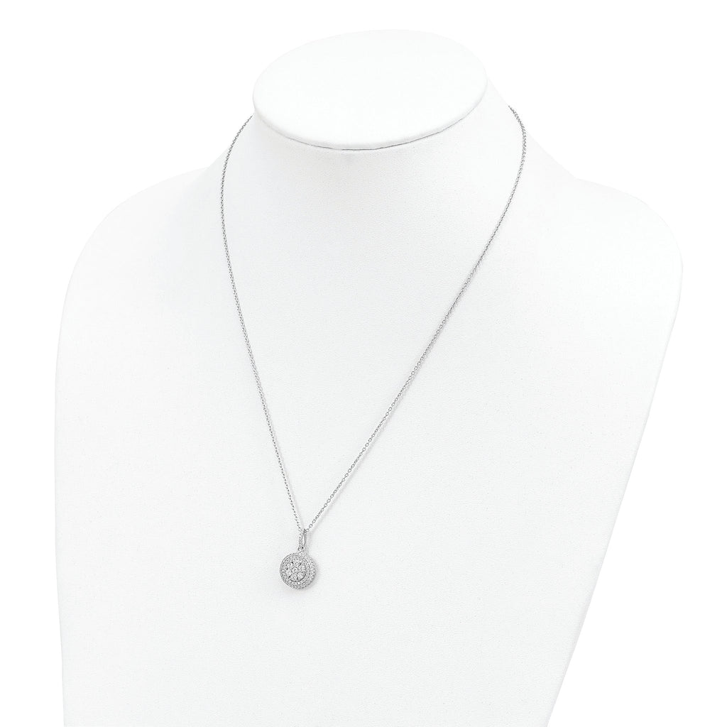 Sophia Jewelers Sterling Silver CZ Necklace with Rhodium-Plated Elegance