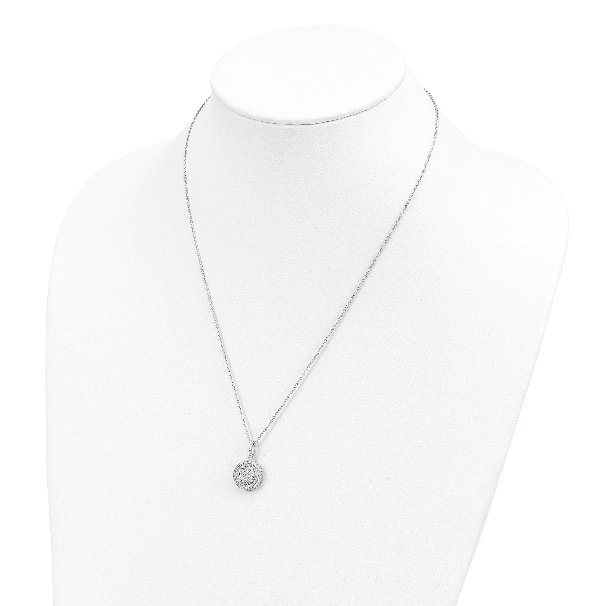 Sophia Jewelers Sterling Silver CZ Necklace with Rhodium-Plated Elegance
