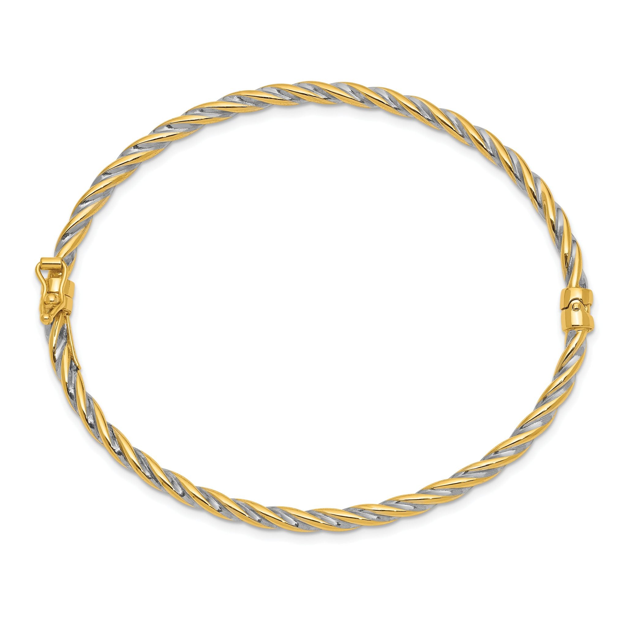 14k Two-Tone Polished Hinged Bangle Bracelet Secondary image
