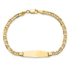 14k Polished Solid Chain/Solid Plate Anchor Link Soft Diamond Shape 24.5x7.5mm Plate 7 inch ID Bracelet