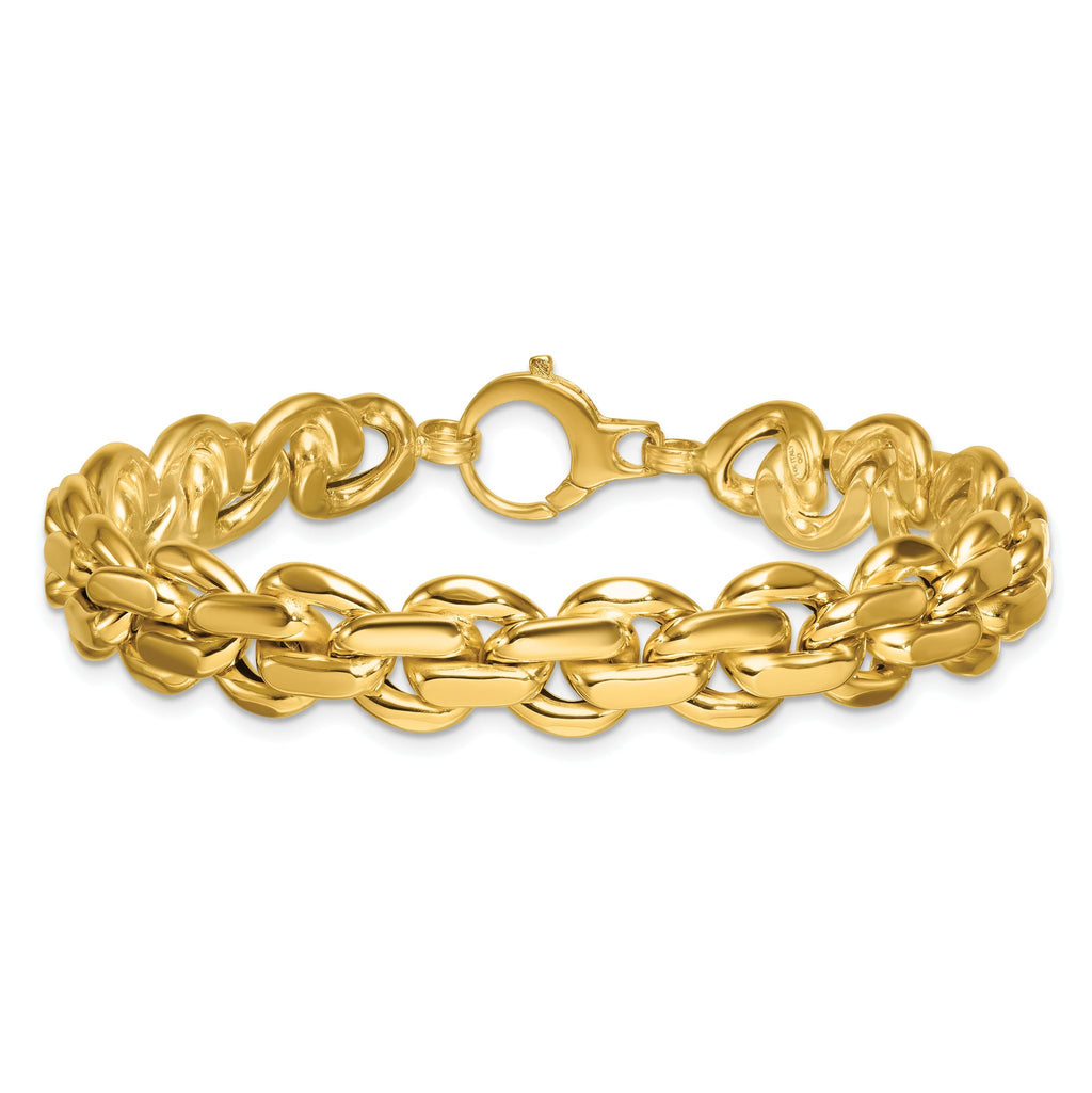 14k Polished 9.25mm Fancy Link 7.5 inch Bracelet