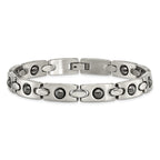 Stainless Steel Brushed and Polished with Magnetic Ball Accent Link Bracelet for Men