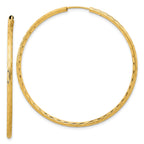 14k Polished and Satin D/C 2.00mm Endless Hoop Earrings