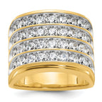 14k Mens Polished 4-Row Ring Mounting, Mounting Only