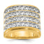 14k Mens Polished 4-Row Ring Mounting, Mounting Only