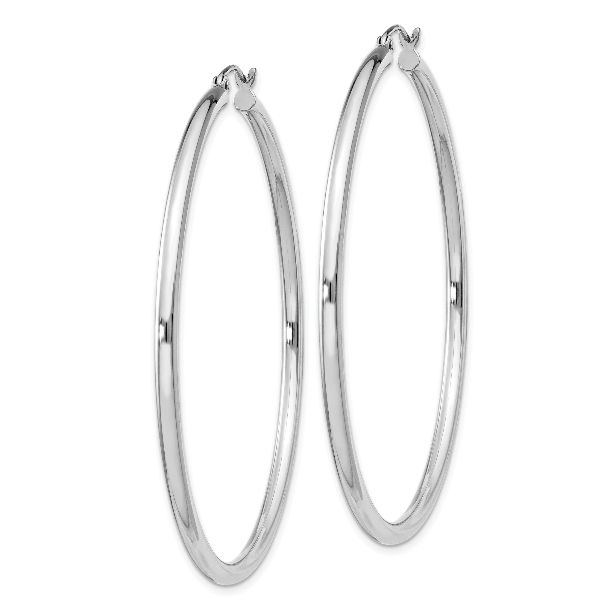 Sterling Silver Rhodium-plated 2.5mm Round Hoop Earrings Secondary image